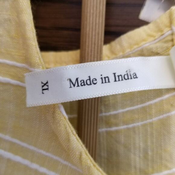 Truth NYC BOHO Pale Yellow  White Bell Sleeve Top Shirt Size XL - Picture 4 of 10